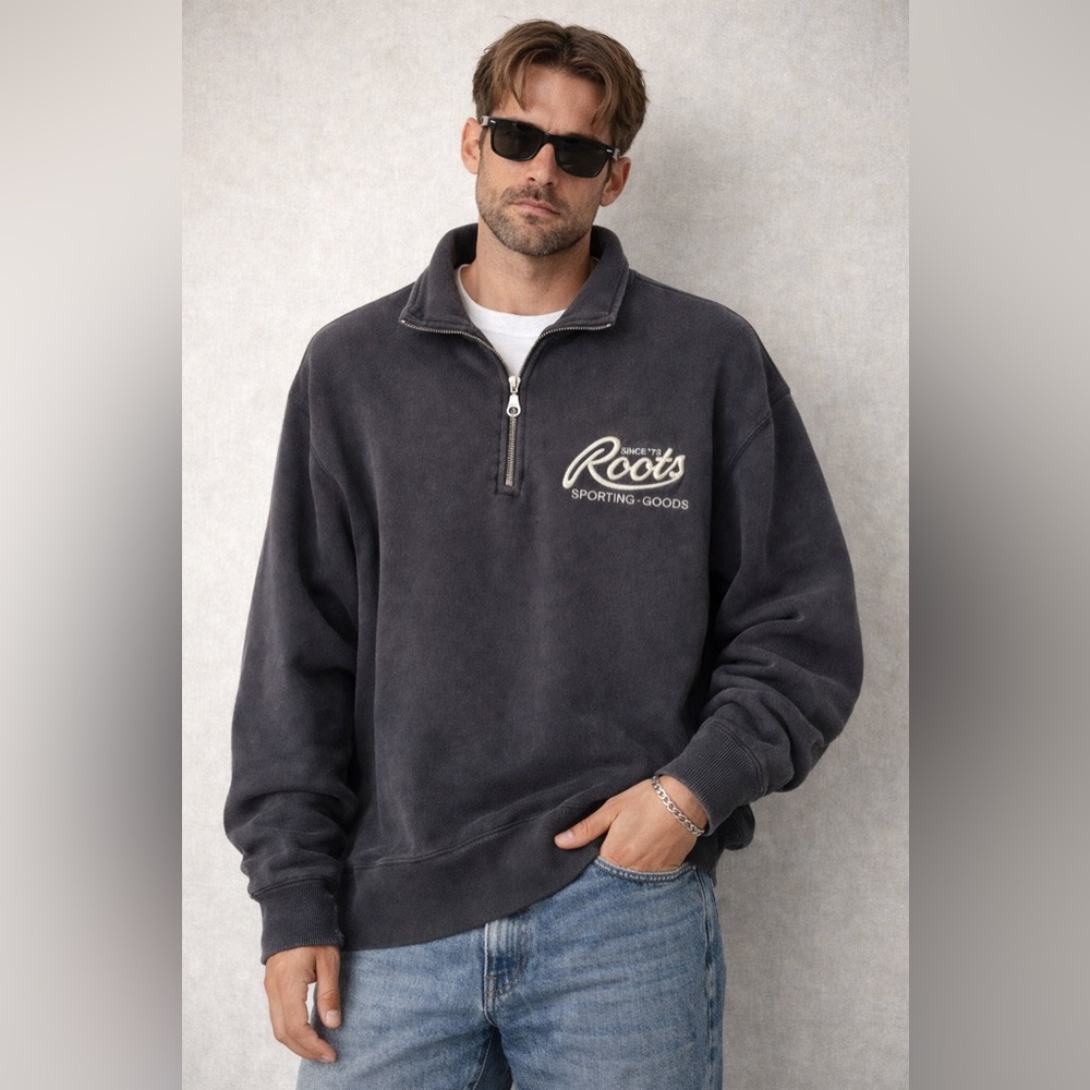 Roots VINTAGE 90s navy Quarter-Zip Pullover